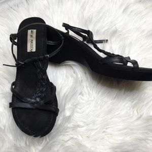 Steve Madden black leather braided sandals